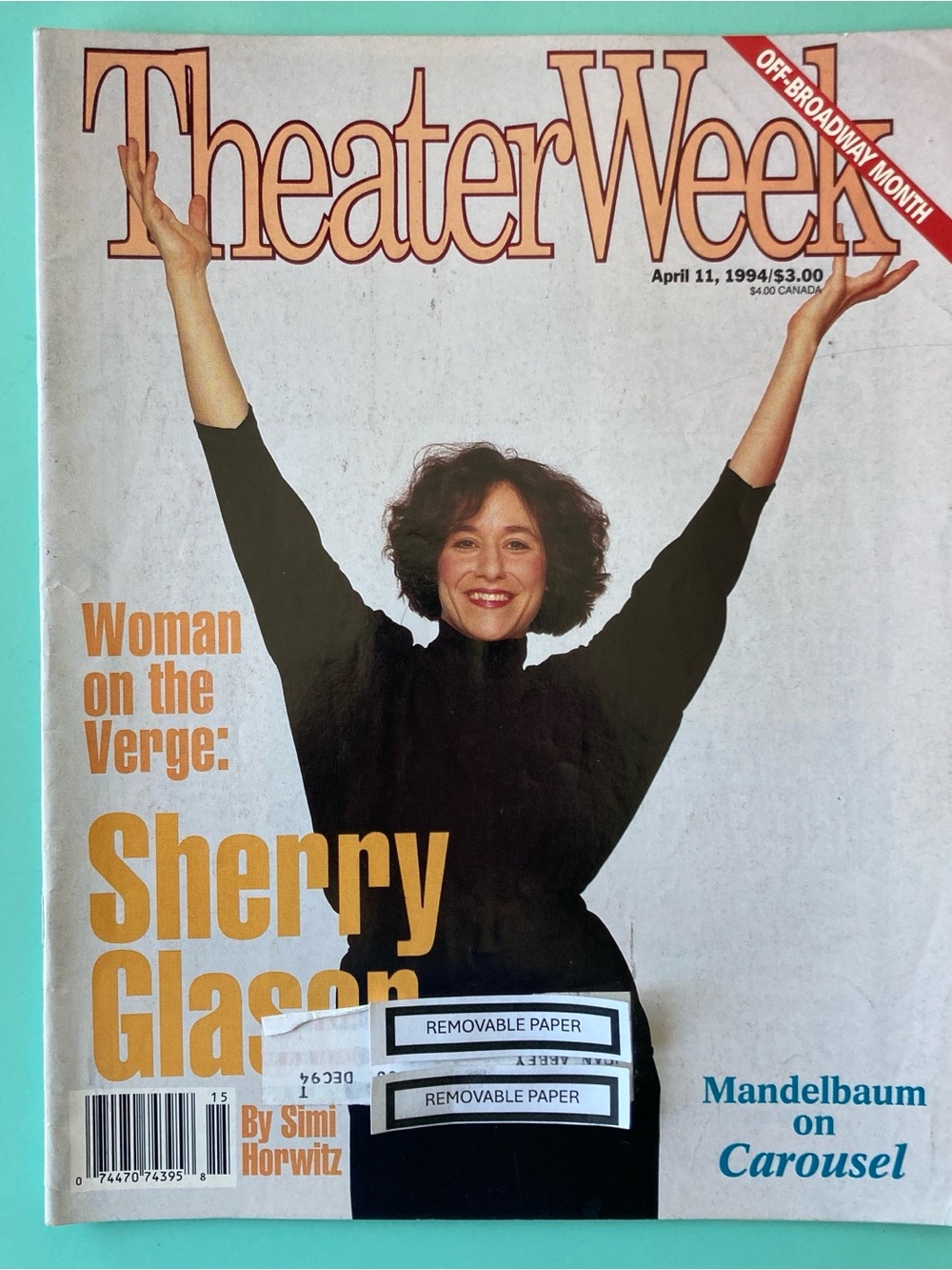 Sherry Glaser Family Secrets Theater Week Magazine April 11 1994 Label Attached